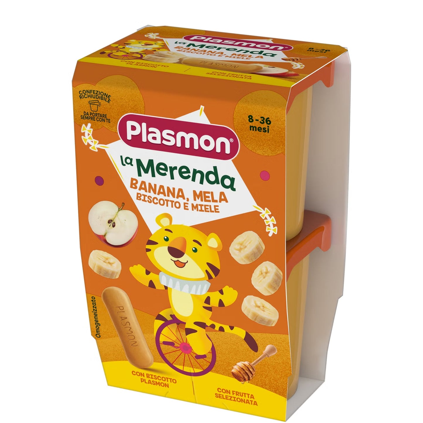 Plasmon la Merenda Banana,mela,biscotto e miele