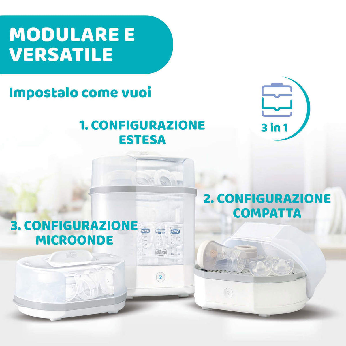 Sterilizzatore a vapore 3 in 1 Chicco - Farmasanitaria DuDù