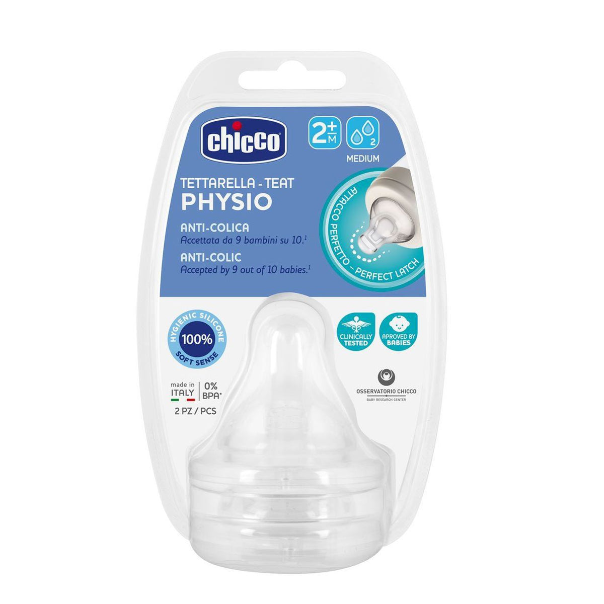 Chicco Tettarella Physio-Silicone 2+, set di 2 - Farmasanitaria DuDù