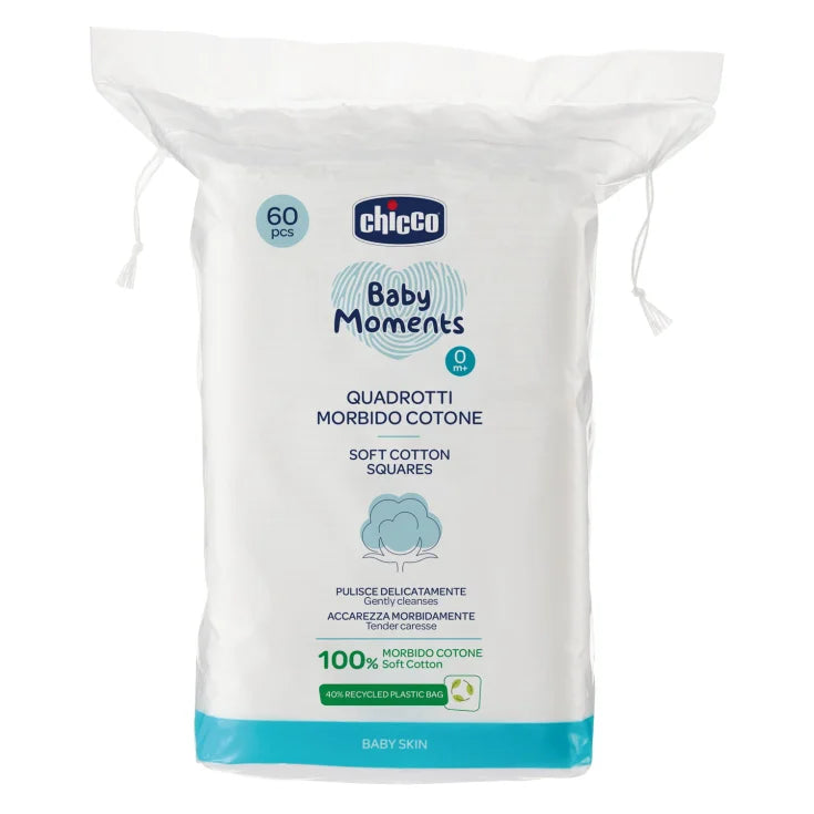 Chicco Quadrotti Morbido Cotone 60pcs - Farmasanitaria DuDù