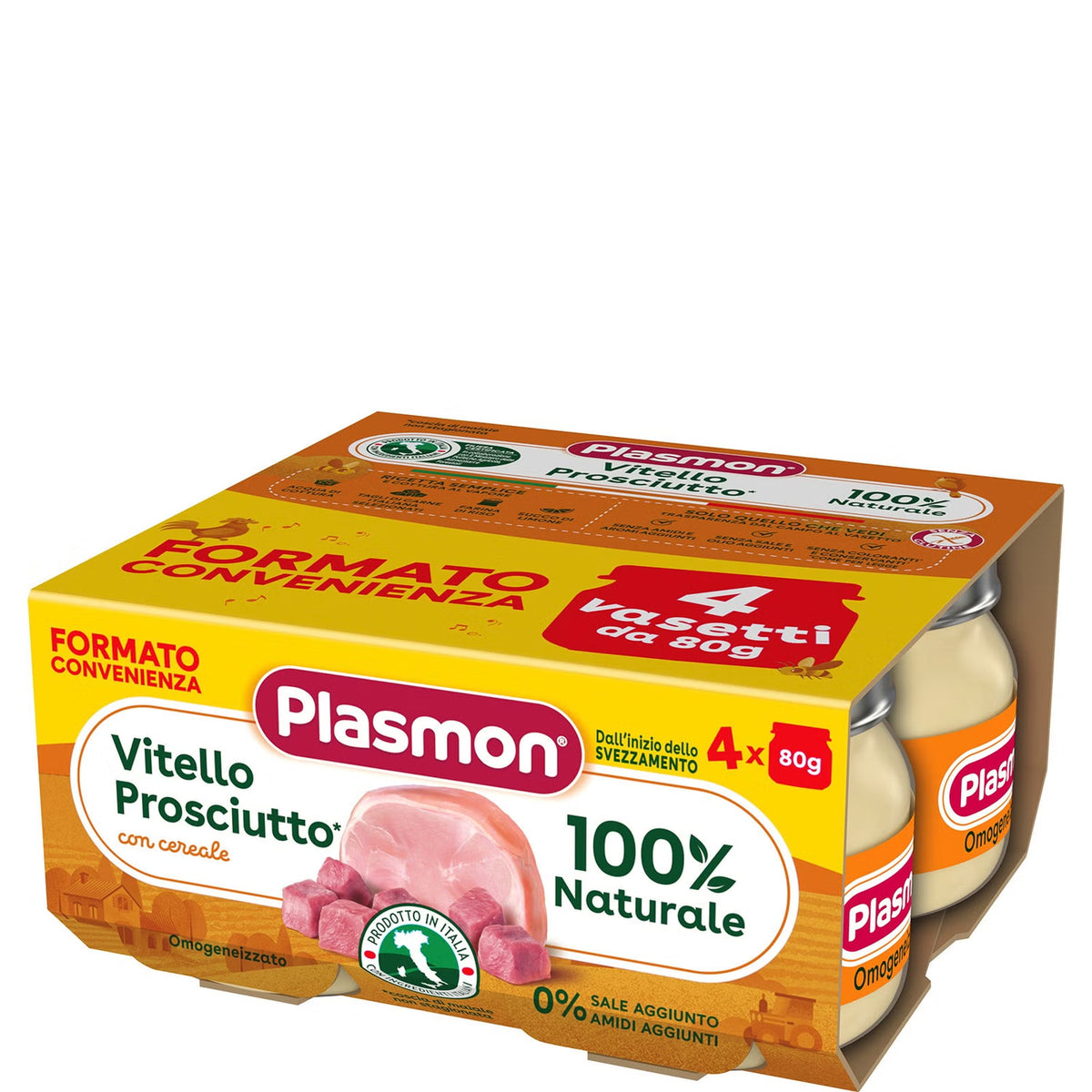 Plasmon omogeneizzato vitello/prosciutto 4x80gr - Farmasanitaria DuDù
