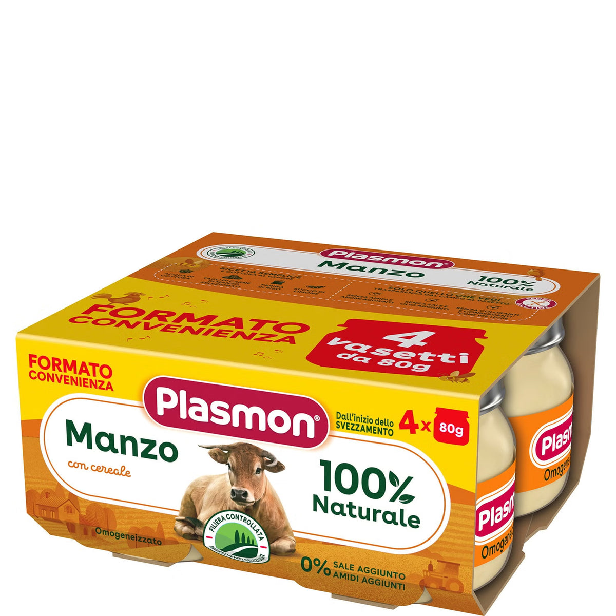 Plasmon omogeneizzato manzo 4x80gr - Farmasanitaria DuDù