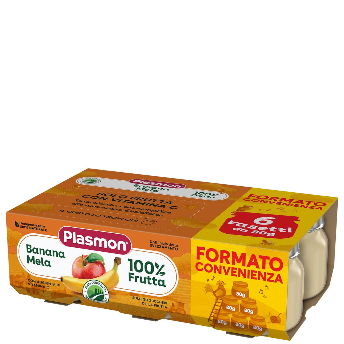 Plasmon omogeneizzato banana/mela 6x80gr - Farmasanitaria DuDù