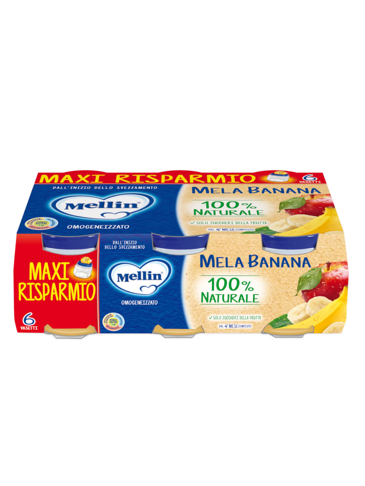 Mellin omogeneizzato mela/banana 6x80gr - Farmasanitaria DuDù