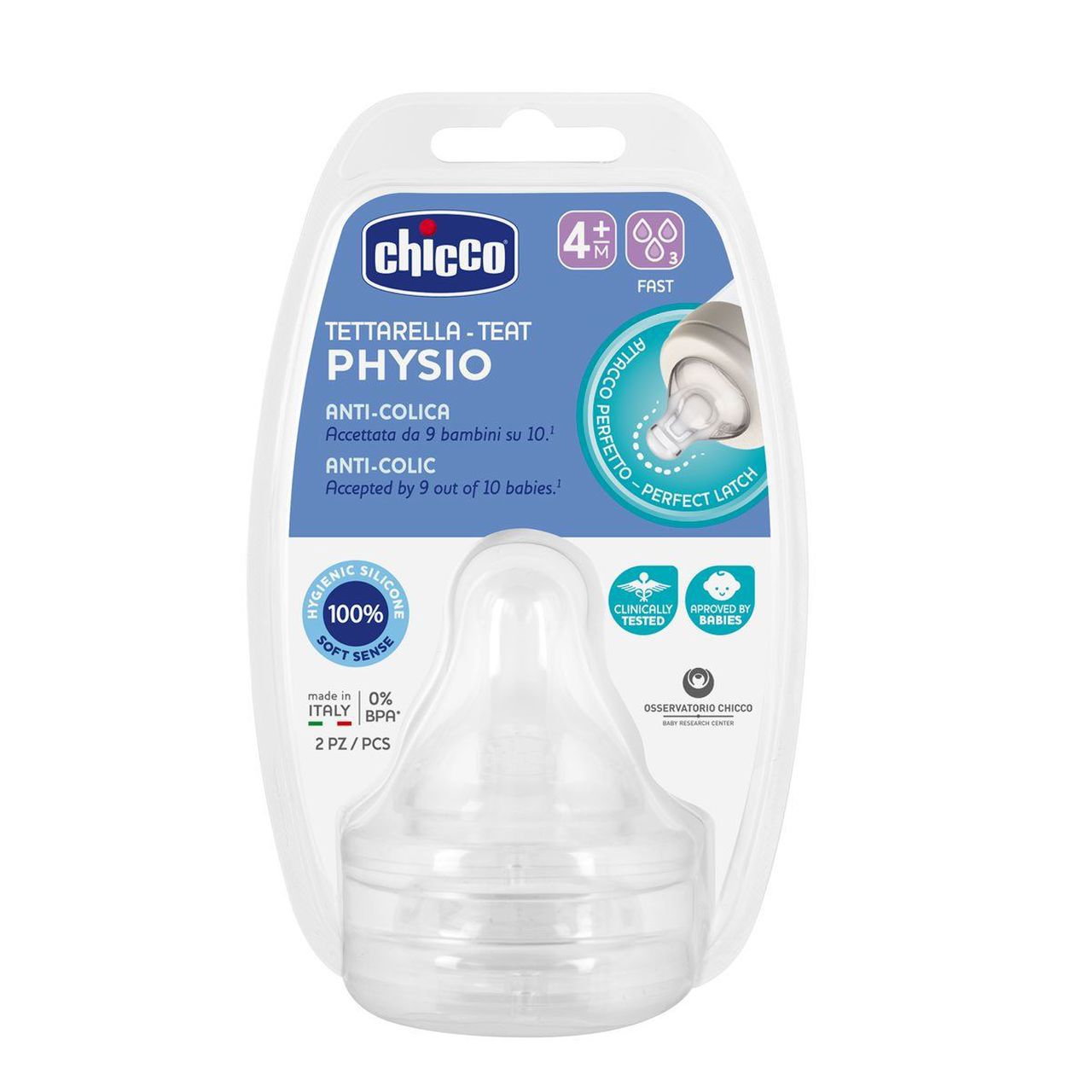 Chicco Tettarella Physio-Silicone 4+, set di 2