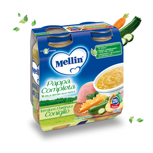 Mellin Pappa Completa verdure, pastina e coniglio 2x250gr
