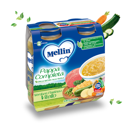Mellin Pappa Completa verdure, pastina e vitello 2x250gr