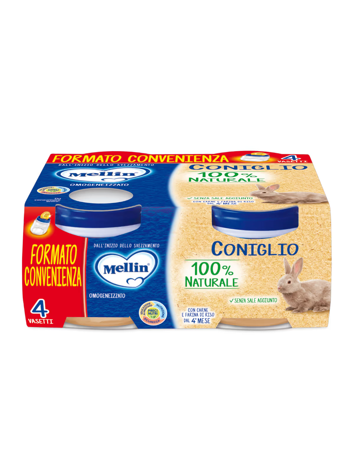 Mellin omogeneizzato coniglio 4x80 - Farmasanitaria DuDù