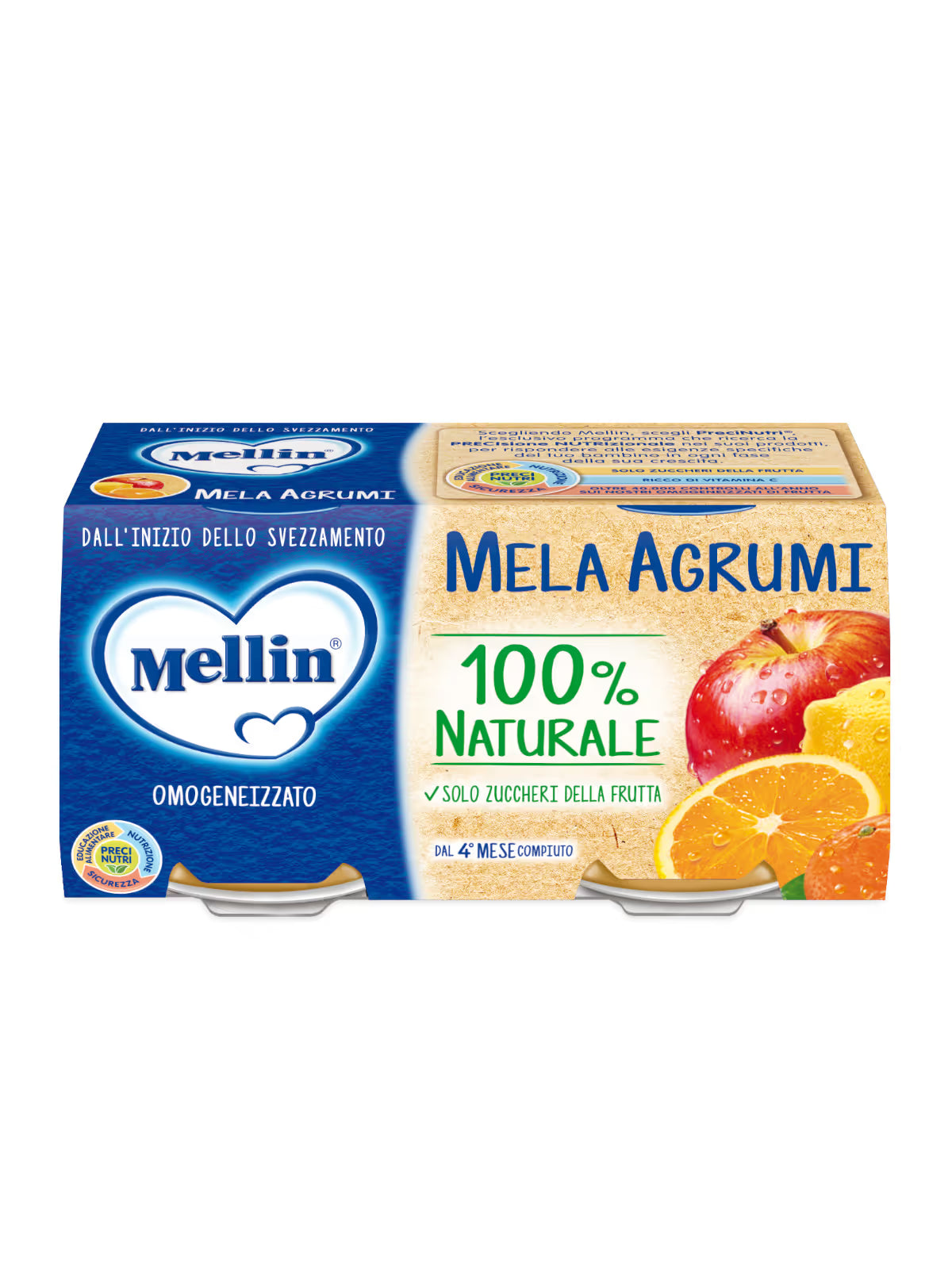 Mellin omogeneizzato mela/agrumi 2x100gr - Farmasanitaria DuDù