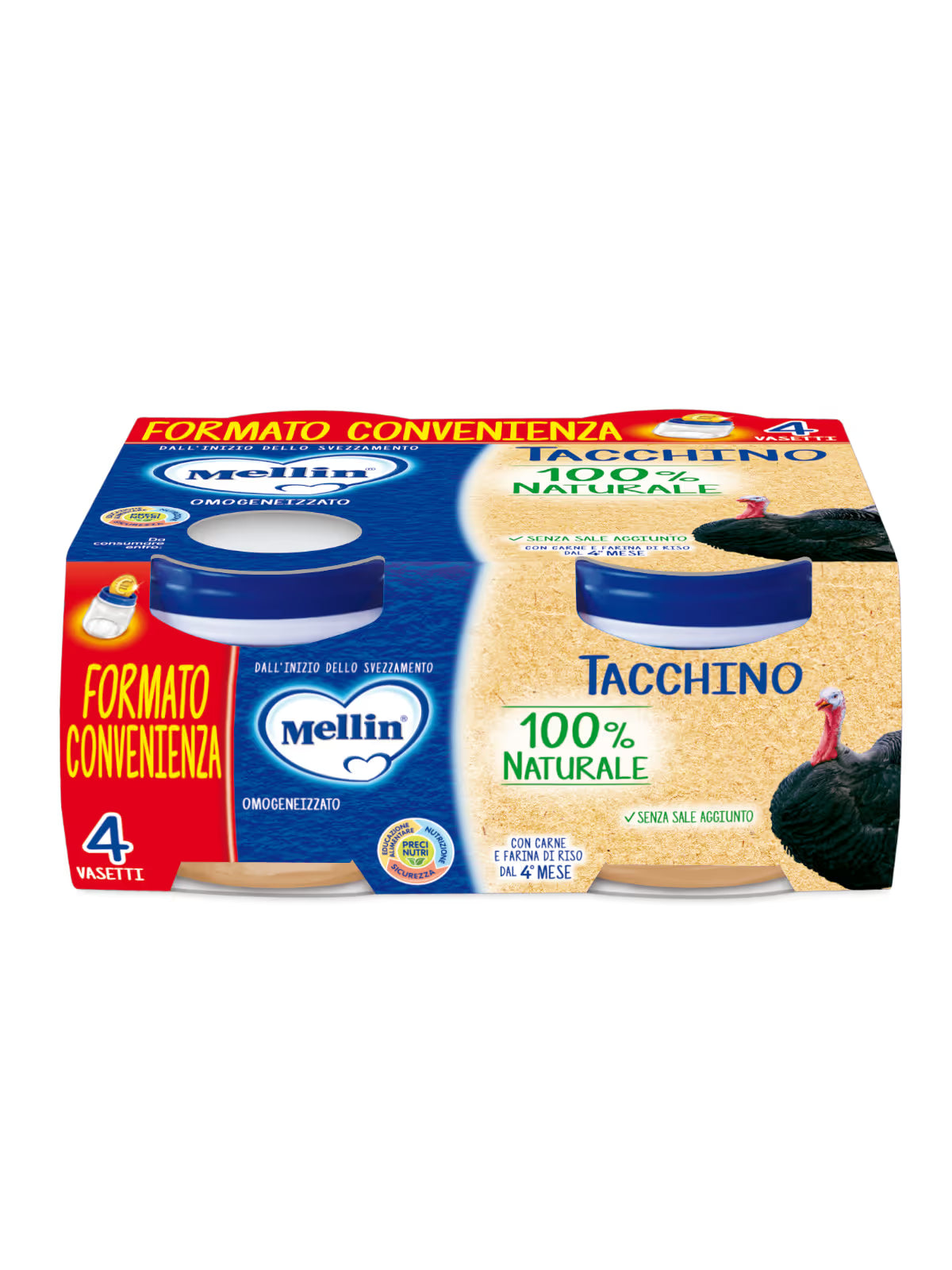 Mellin omogeneizzato tacchino 4x80gr - Farmasanitaria DuDù