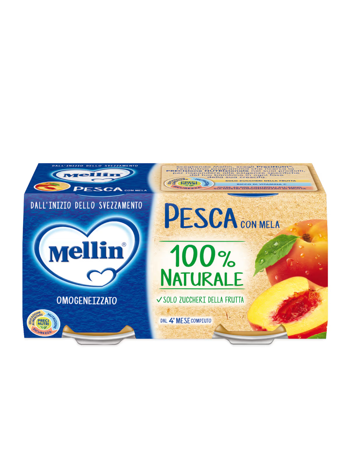 Mellin omogeneizzato pesca 2x100gr - Farmasanitaria DuDù