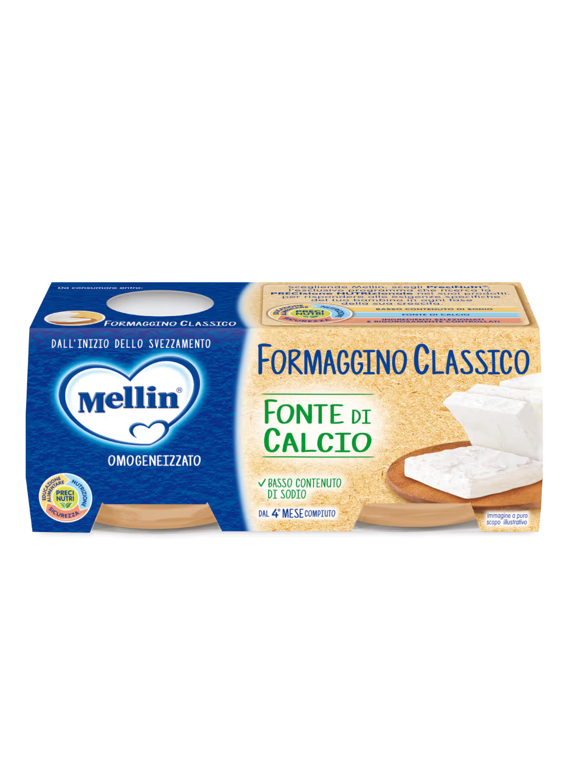 Mellin omogeneizzato formaggino classico 2x80gr - Farmasanitaria DuDù