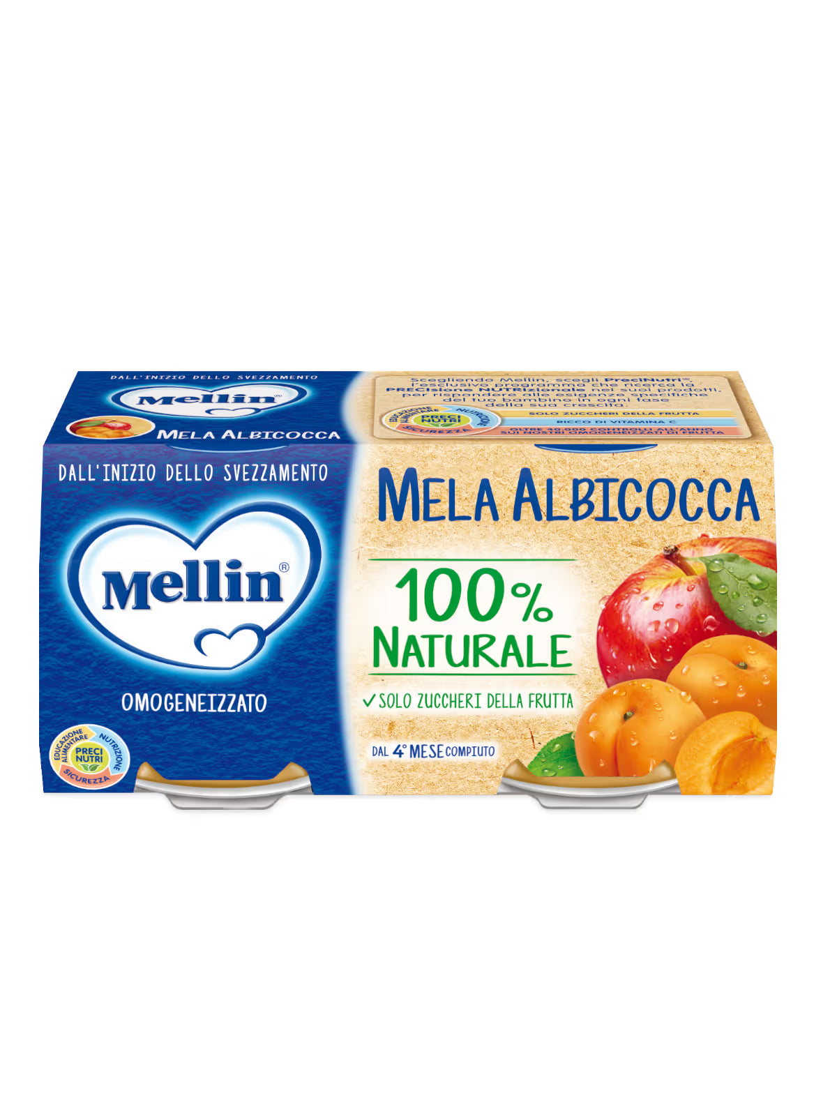 Mellin omogeneizzato mela/albicocca 2x100gr - Farmasanitaria DuDù