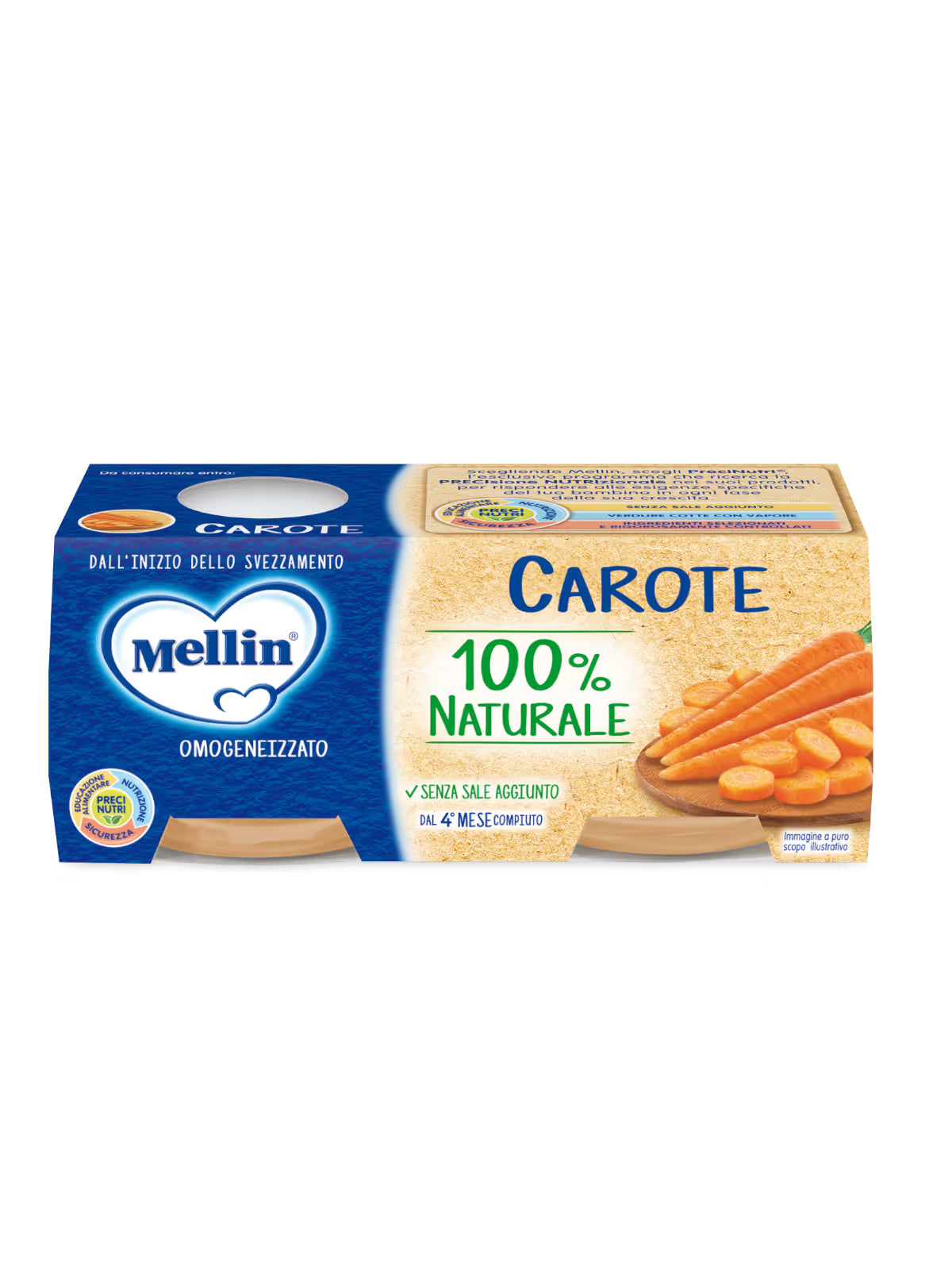 Mellin omogeneizzato carote 2x80gr - Farmasanitaria DuDù