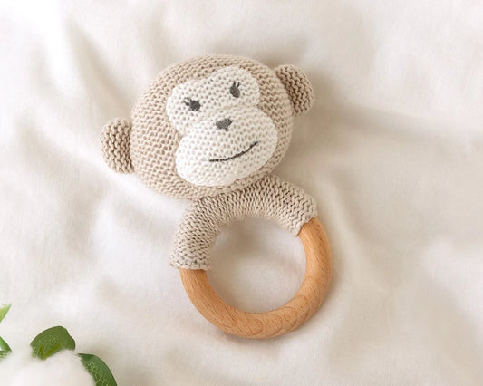 Kiokids massaggiagengive scimmia legno e cotone - Farmasanitaria DuDù