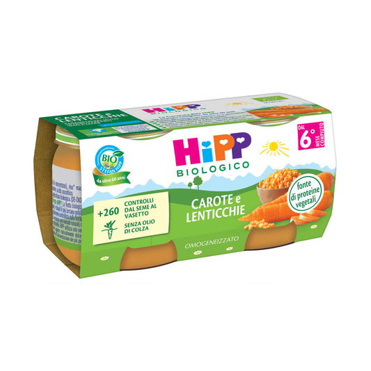 Hipp omogeneizzato carote e lenticchie 2x80gr