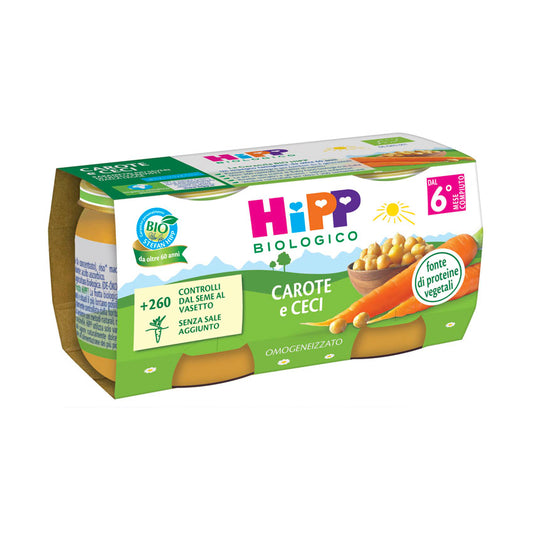 Hipp omogeneizzato carote e ceci 2x80gr
