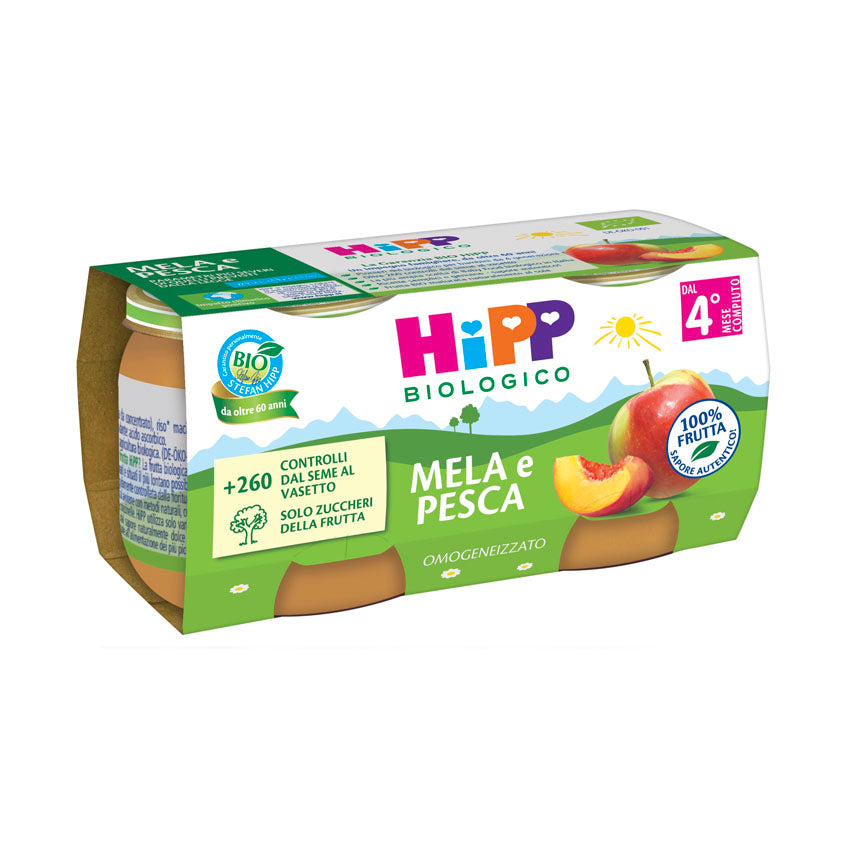 Hipp omogeneizzato mela e pesca 2x80gr - Farmasanitaria DuDù
