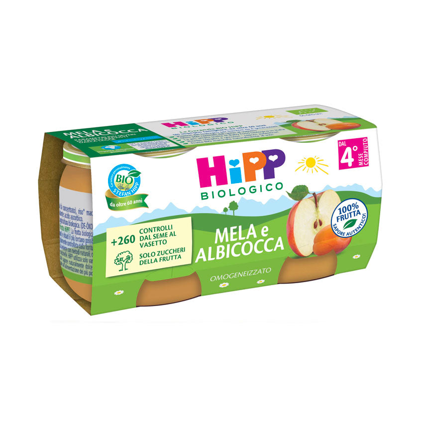 Hipp omogeneizzato mela e albicocca 2x80gr - Farmasanitaria DuDù