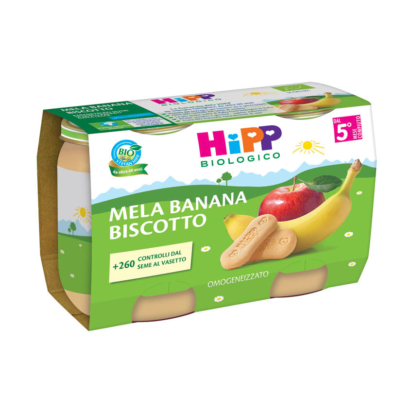 Hipp Merenda Mela,banana e biscotto 2x125gr - Farmasanitaria DuDù