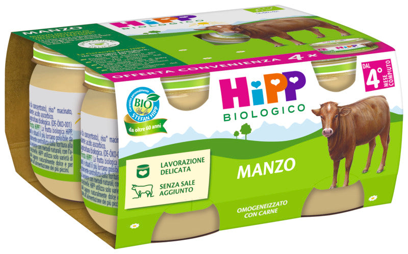 Hipp omogeneizzato manzo 4x80gr - Farmasanitaria DuDù