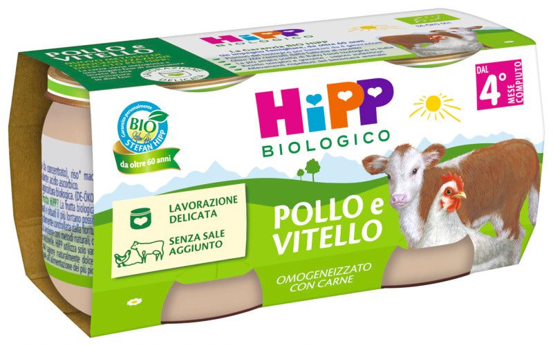 Hipp omogeneizzato pollo e vitello 2x80gr