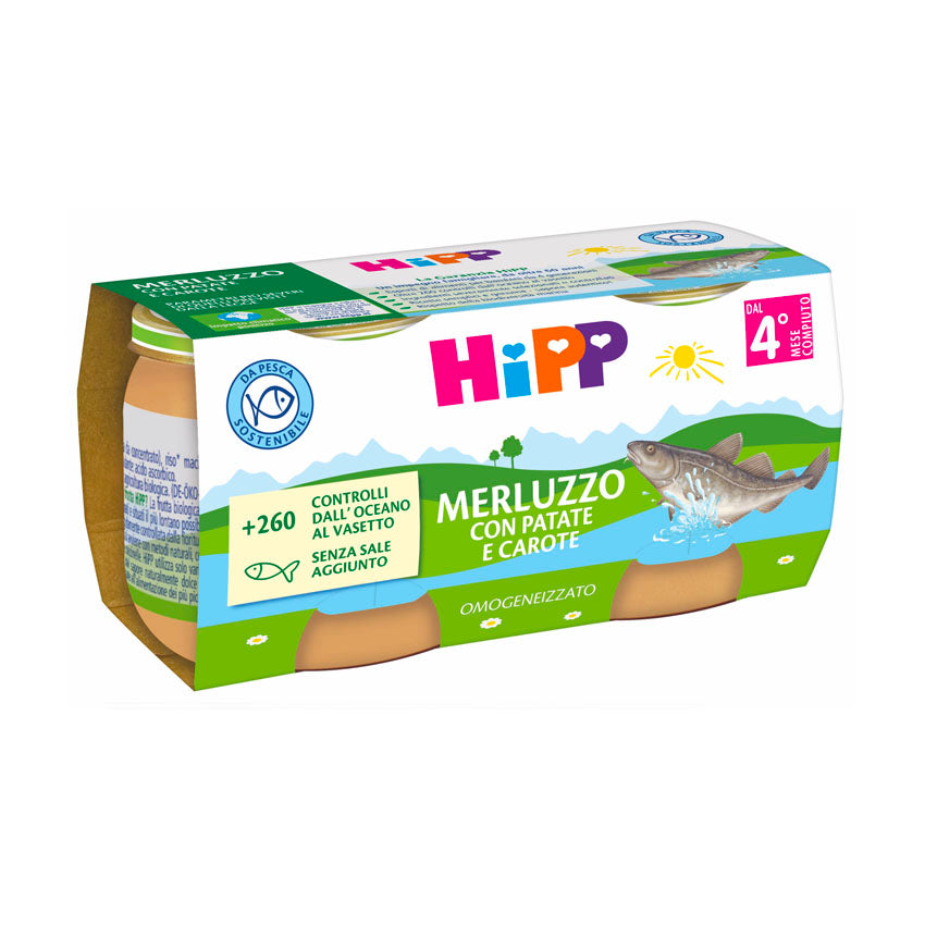 Hipp omogeneizzato merluzzo con carote e patate 2x80gr