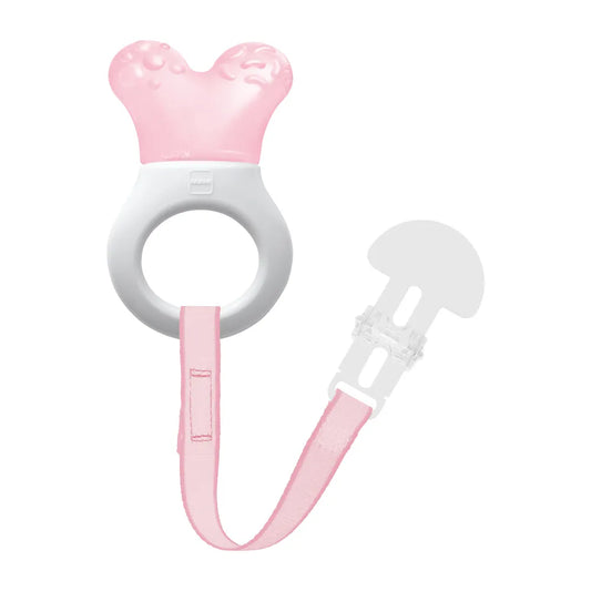 Mam Teether: Mini Cooler & Clip - Dentaruolo rosa - Farmasanitaria DuDù