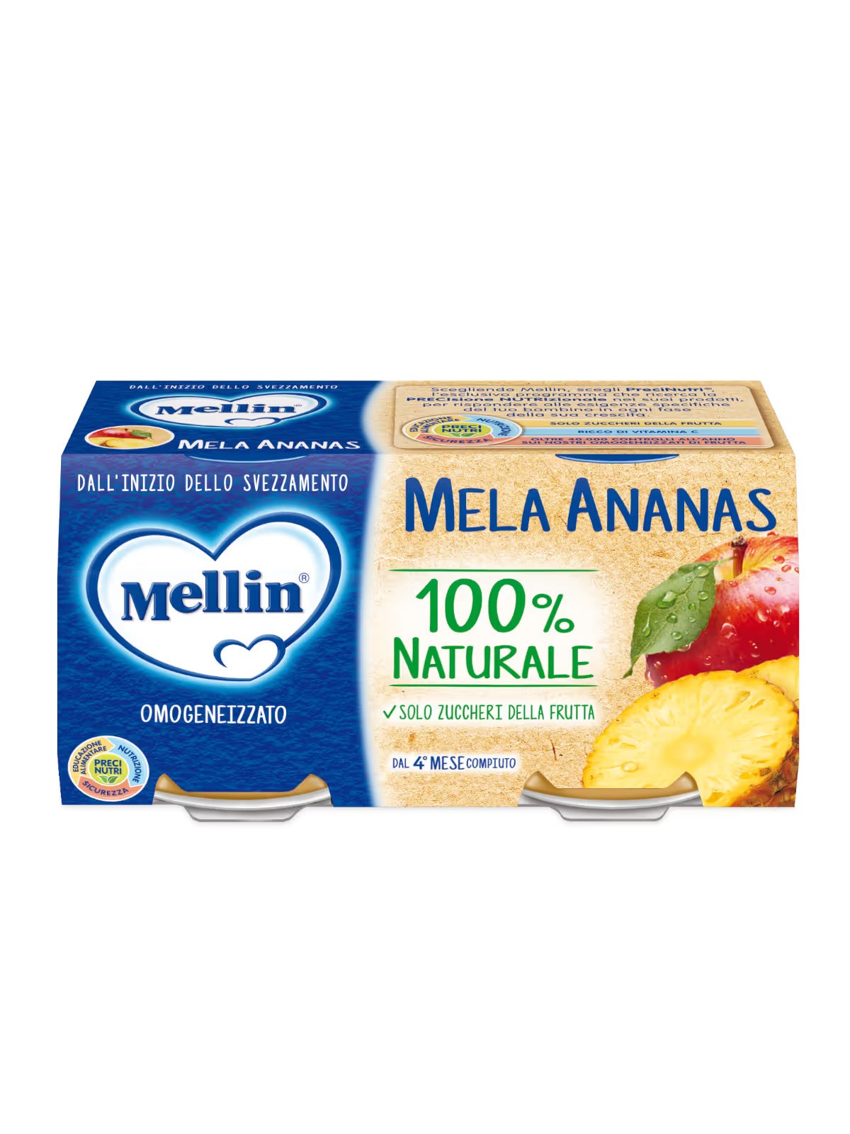 Mellin omogeneizzato mela/ananas 2x100gr - Farmasanitaria DuDù