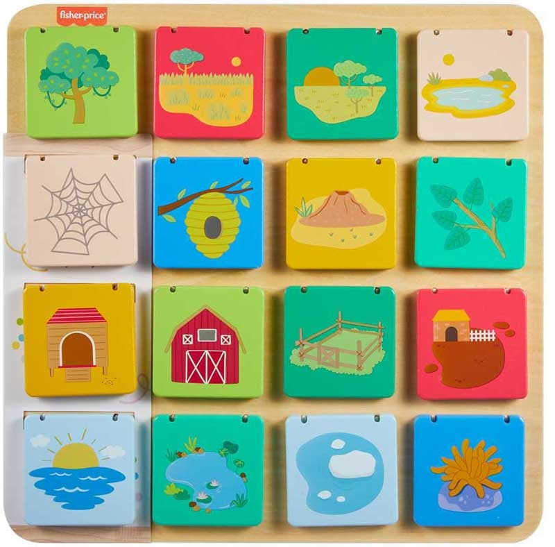 Fisher-Price Tavoletta di Sollevamento e Rivela in lingua inglese in legno - Farmasanitaria DuDù