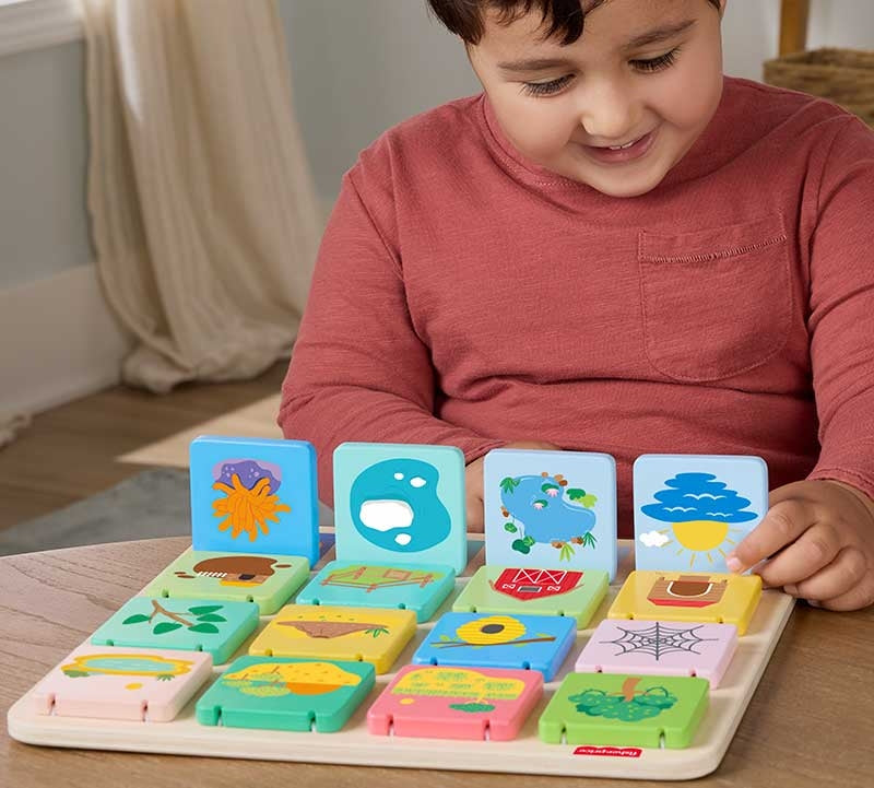 Fisher-Price Tavoletta di Sollevamento e Rivela in lingua inglese in legno - Farmasanitaria DuDù