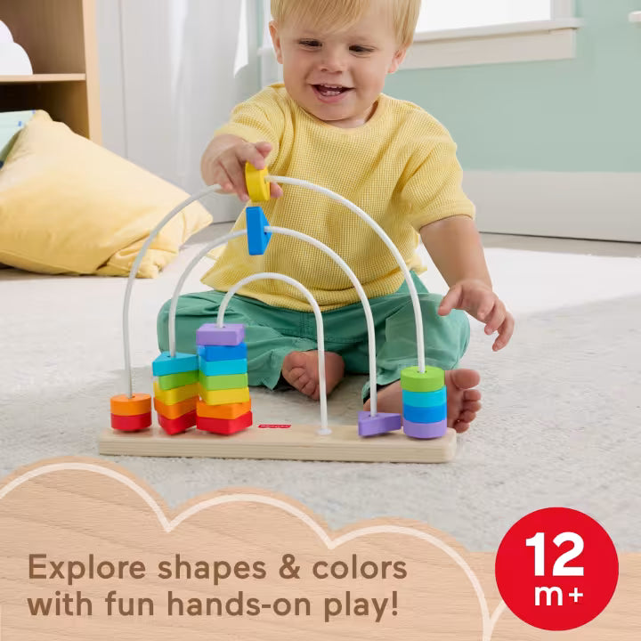 Fisher-Price Labirinto di perline arcobaleno in legno, giocattolo per lo sviluppo di neonati e bambini piccoli - Farmasanitaria DuDù