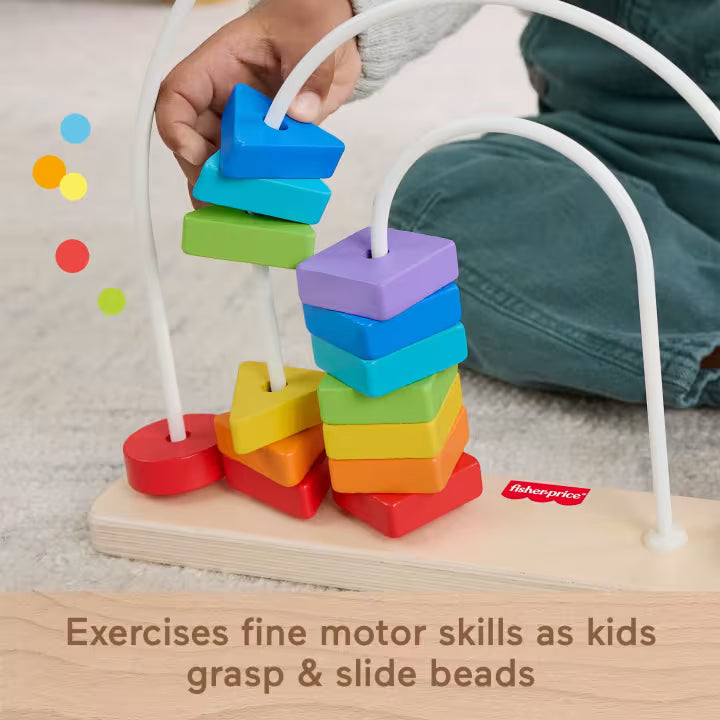 Fisher-Price Labirinto di perline arcobaleno in legno, giocattolo per lo sviluppo di neonati e bambini piccoli - Farmasanitaria DuDù