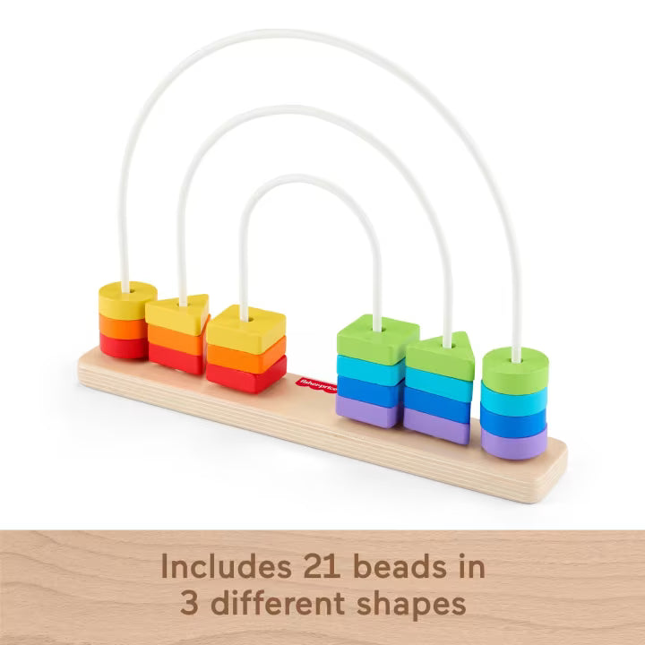 Fisher-Price Labirinto di perline arcobaleno in legno, giocattolo per lo sviluppo di neonati e bambini piccoli - Farmasanitaria DuDù
