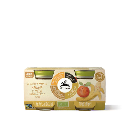 Alce Nero Omogeneizzato di banana e mela biologico 2x80gr