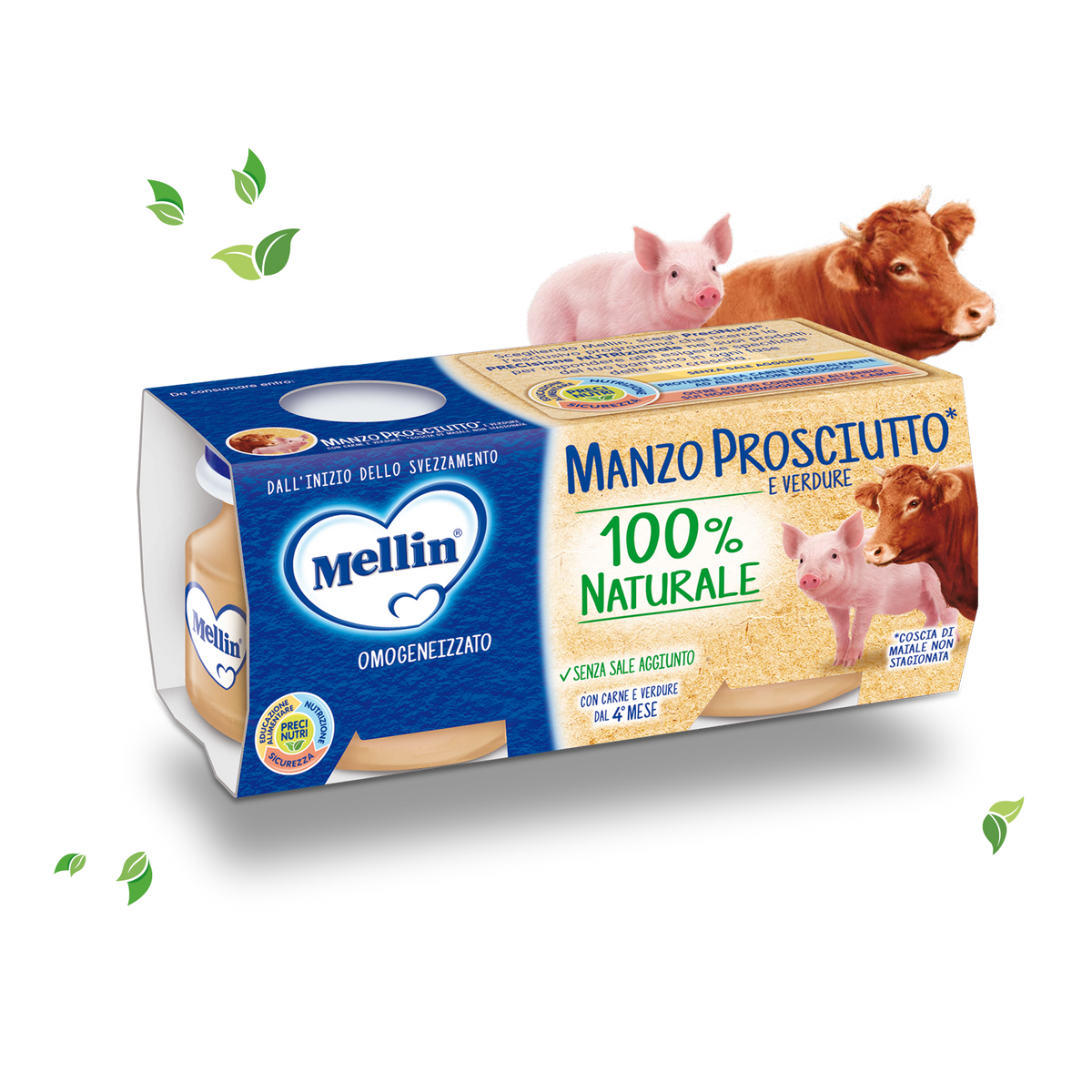Mellin omogeneizzato manzo/prosciutto 2x80gr - Farmasanitaria DuDù