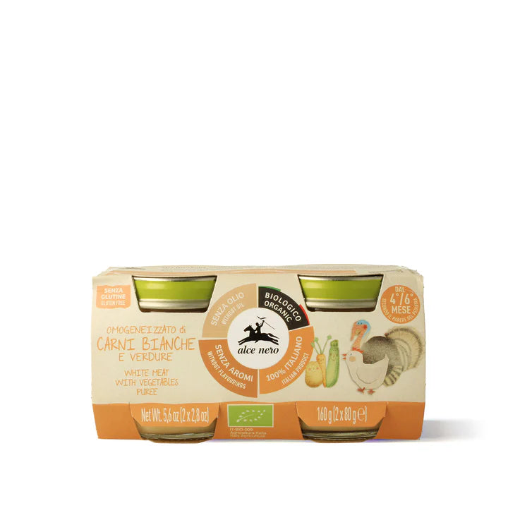 Alce Nero Omogeneizzato di carni bianche e verdure biologico 2x80gr